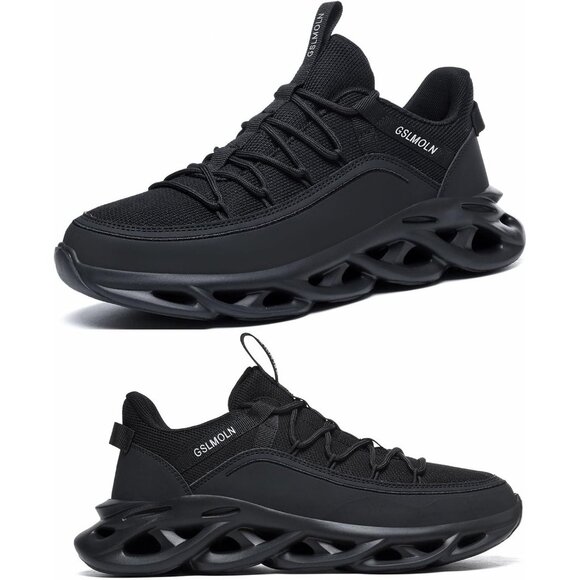 Other - Men's All Black Walking Running Tennis Cross Training Sneakers Athletic Shoes